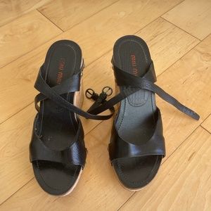 Mui Mui, Size 7, Heel Wedges, Black